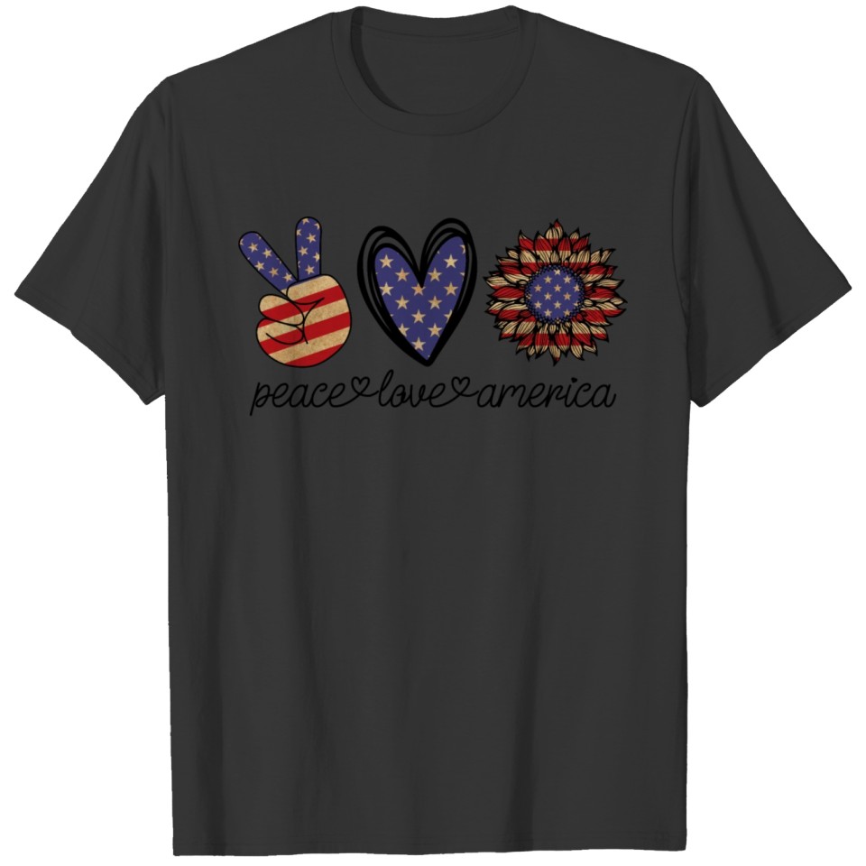 Peace Love America Sunflower T-shirt