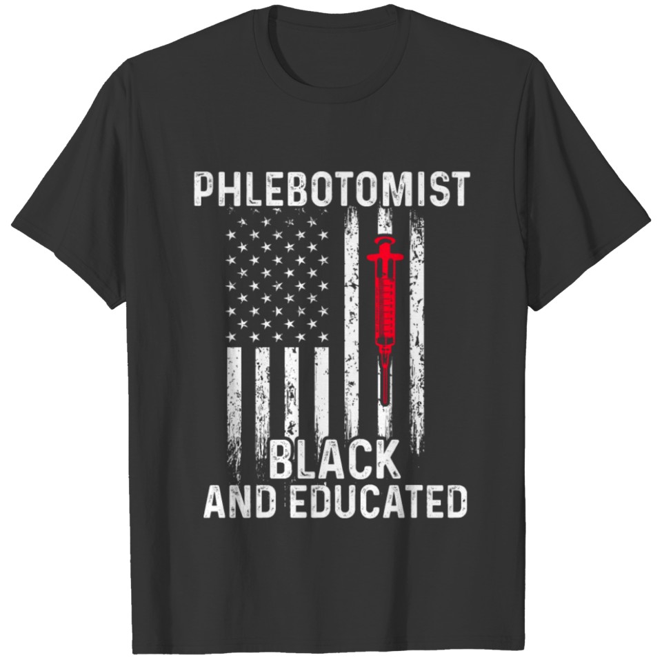 Phlebotomist Info Black Phlebotomy Technician T-shirt