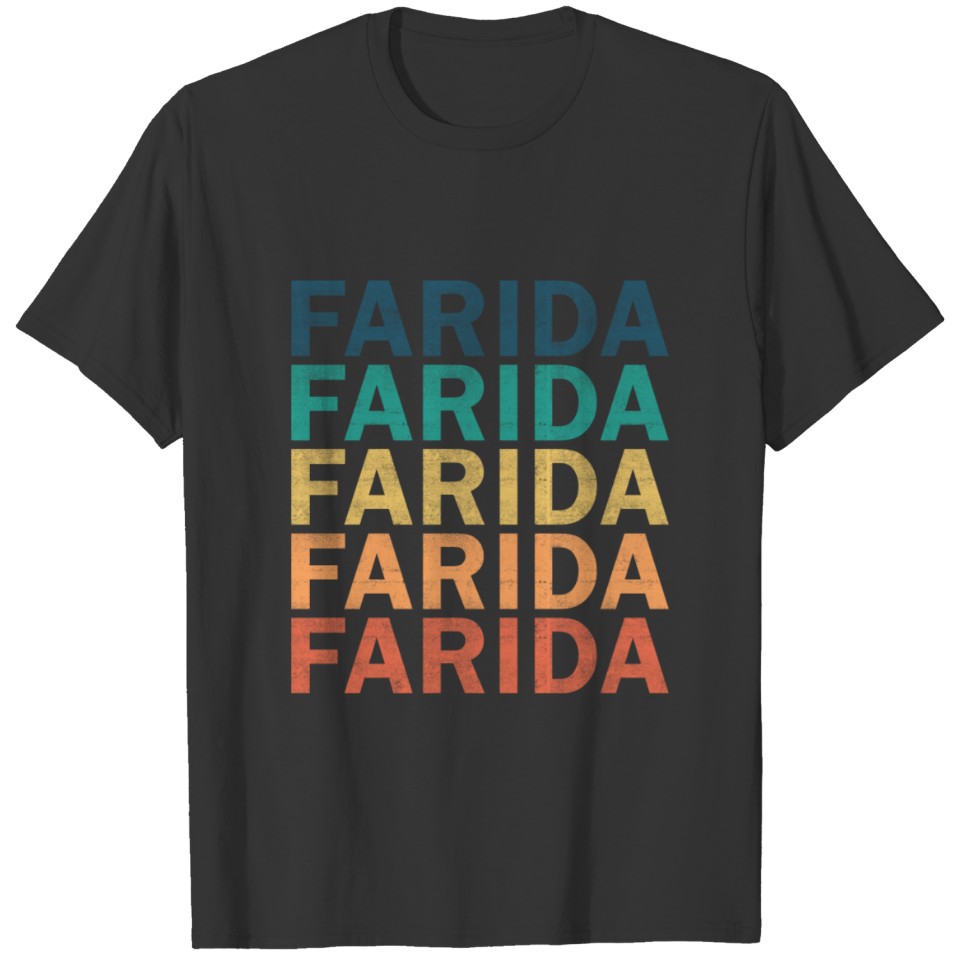 Farida Name T Shirts - Farida Vintage Retro Name Gi