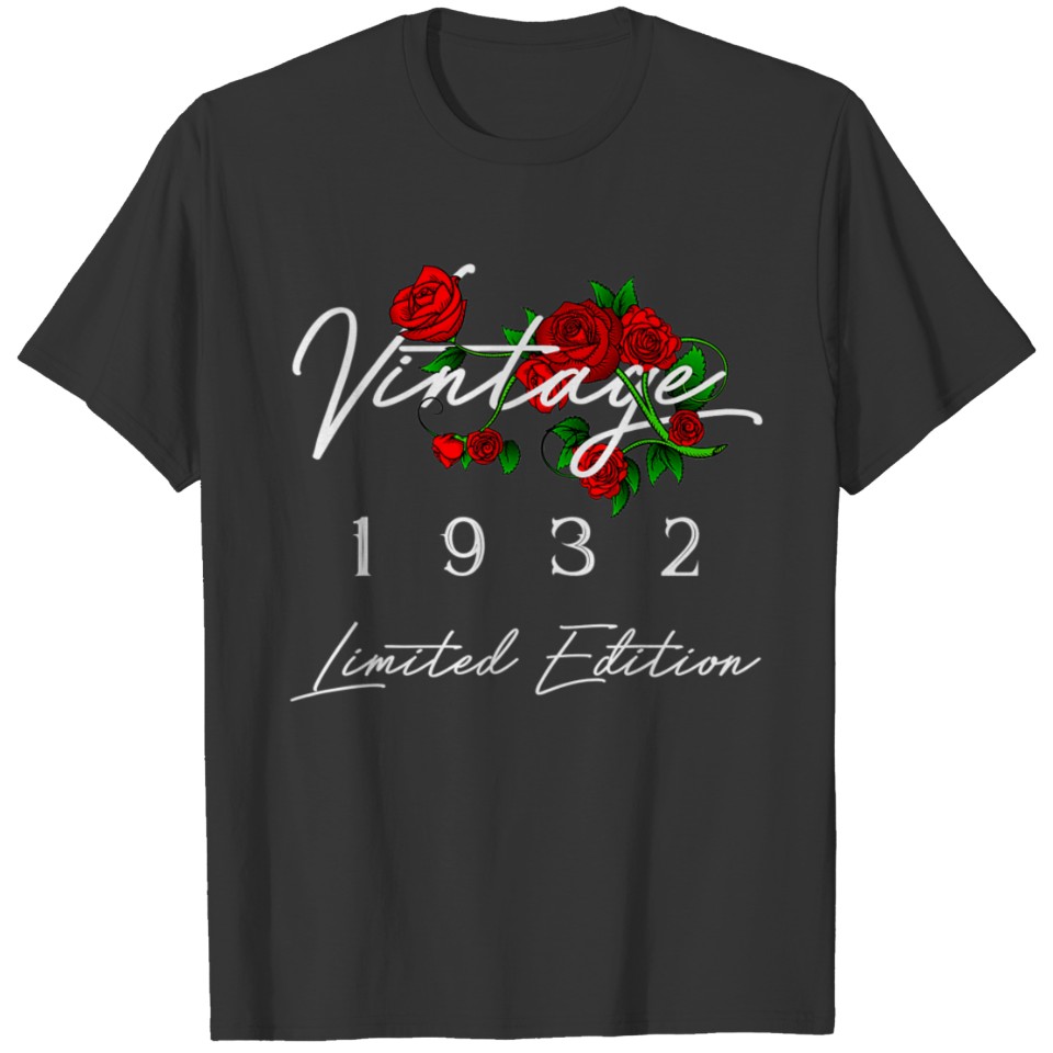 90 Year Old Gifts Vintage 1932 Men Women 90th T-shirt