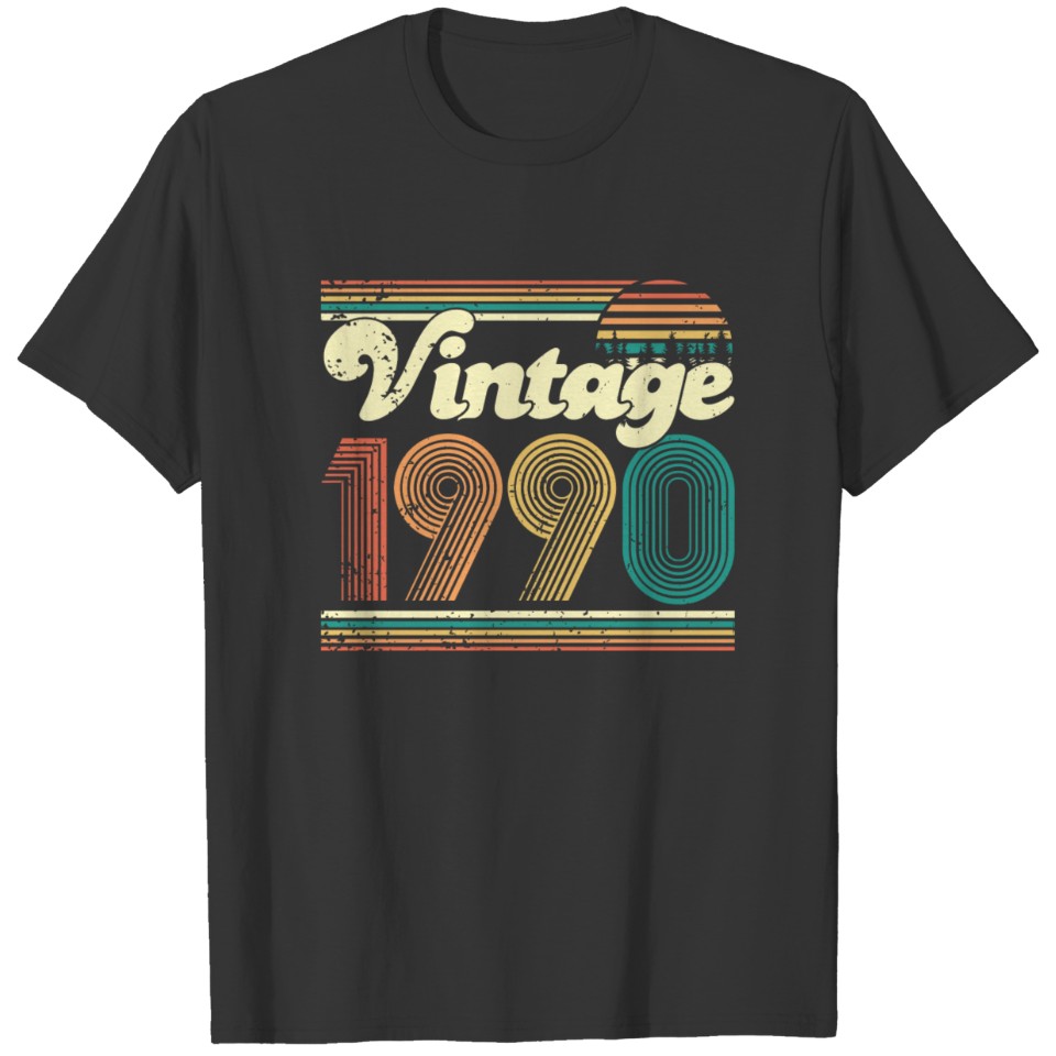 Vintage 1990 Birthday Gift men woman Bday Gifts T-shirt