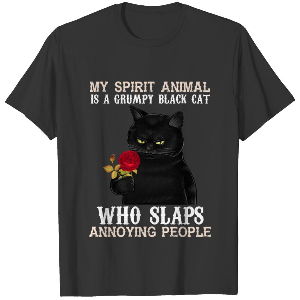 Black Cat Kitty My Spirit Animal Slaps Anything Pe T-shirt