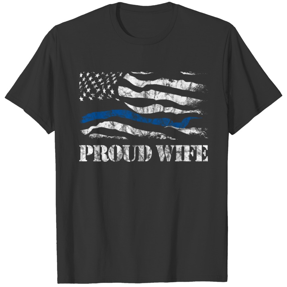 USA Police Wife Blue Line Flag Patriotic T Shirts