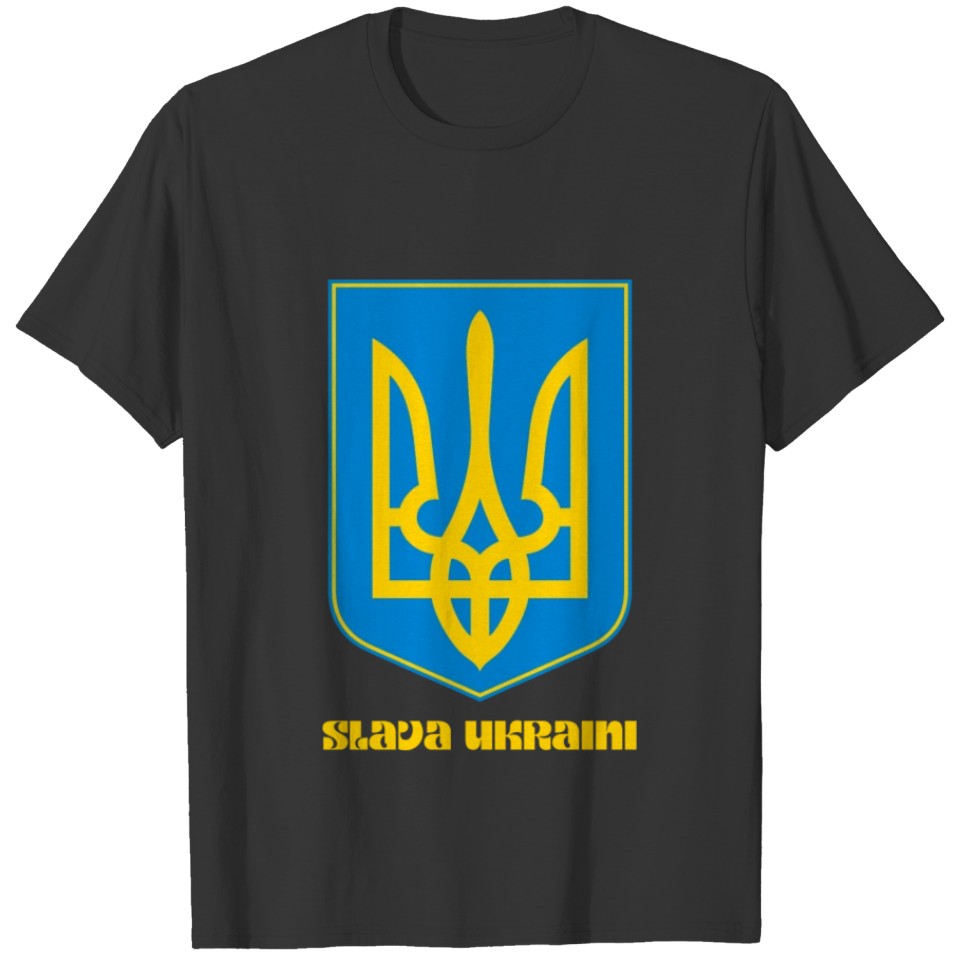 Slava Ukraini Shield Yellow T-shirt