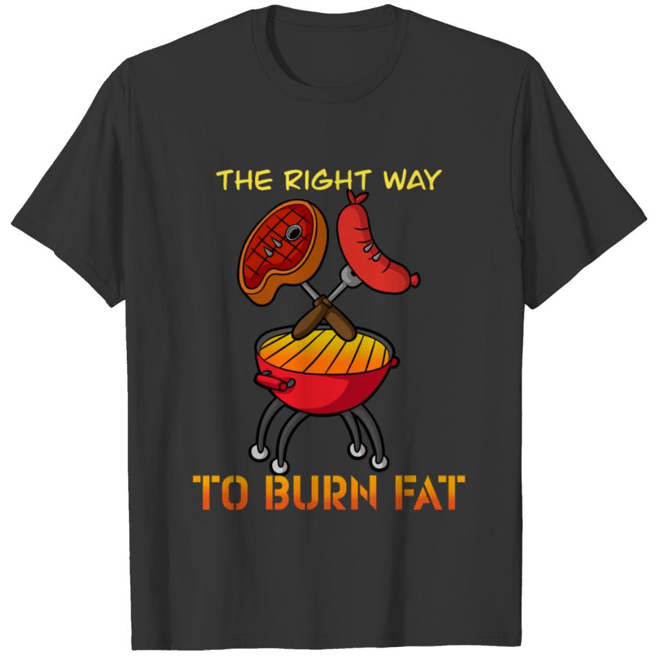 Grill BBq Meat Motif Burning Fat T-shirt