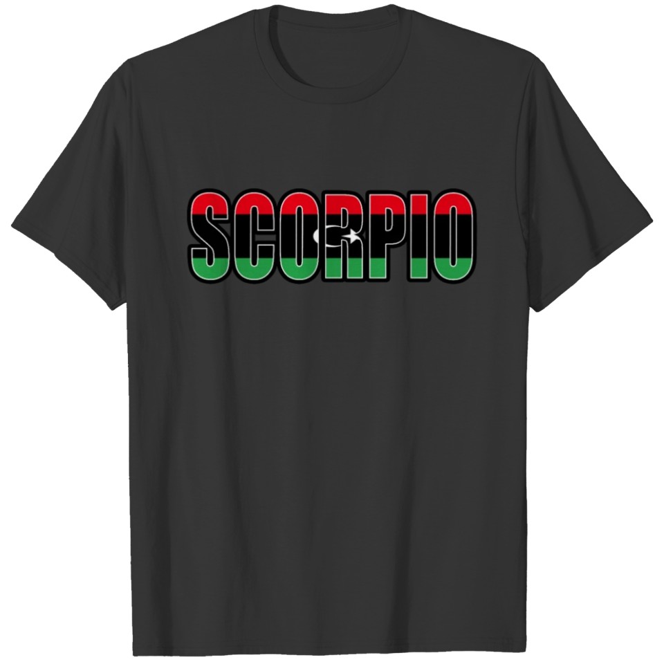 Scorpio Libyan Horoscope Heritage DNA Flag T-shirt