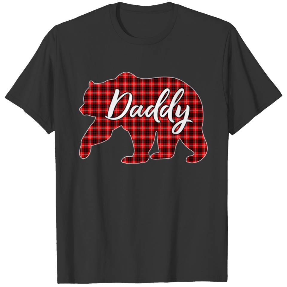 Red Plaid Daddy Bear Matching Pajama Family T Shirts