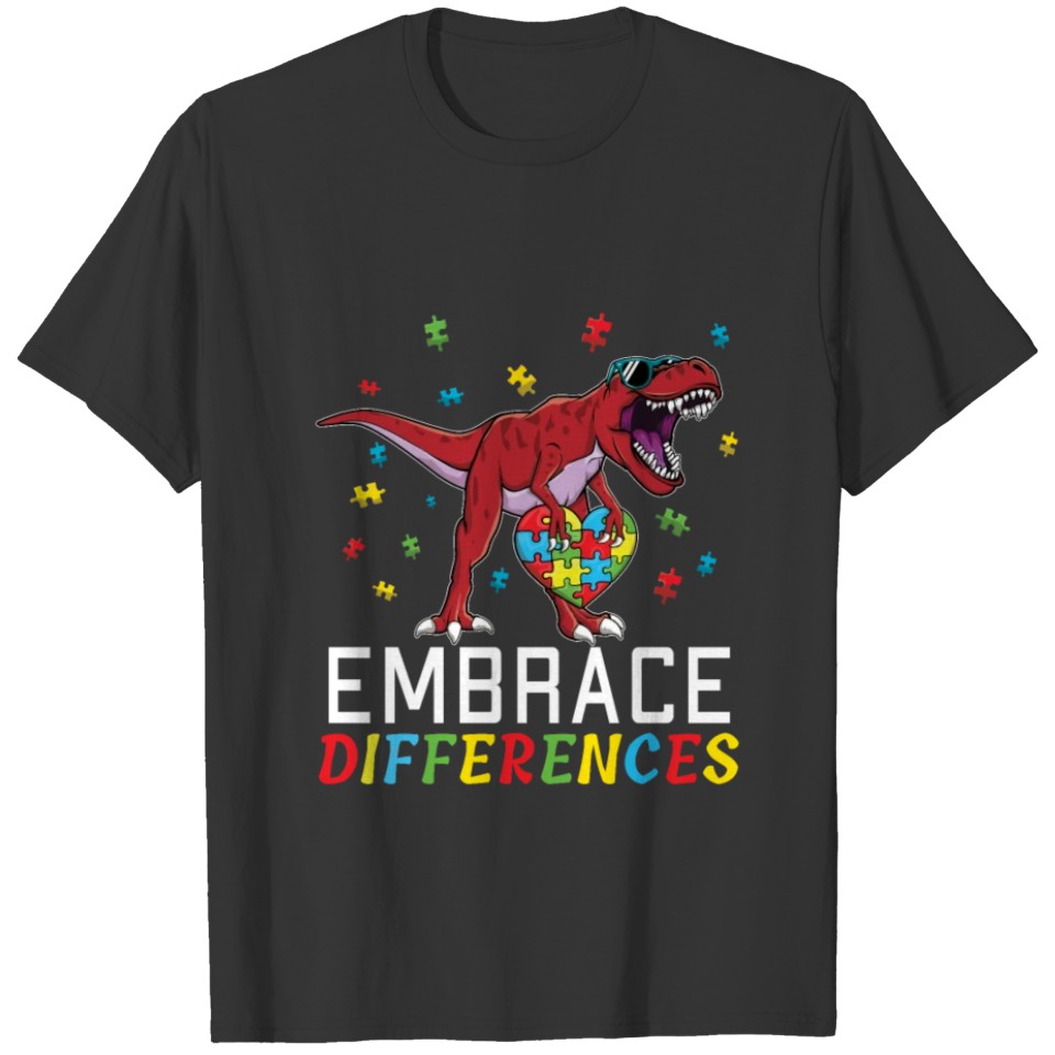 Embrace Dinosaur Special Puzzle Autism Awareness T-shirt
