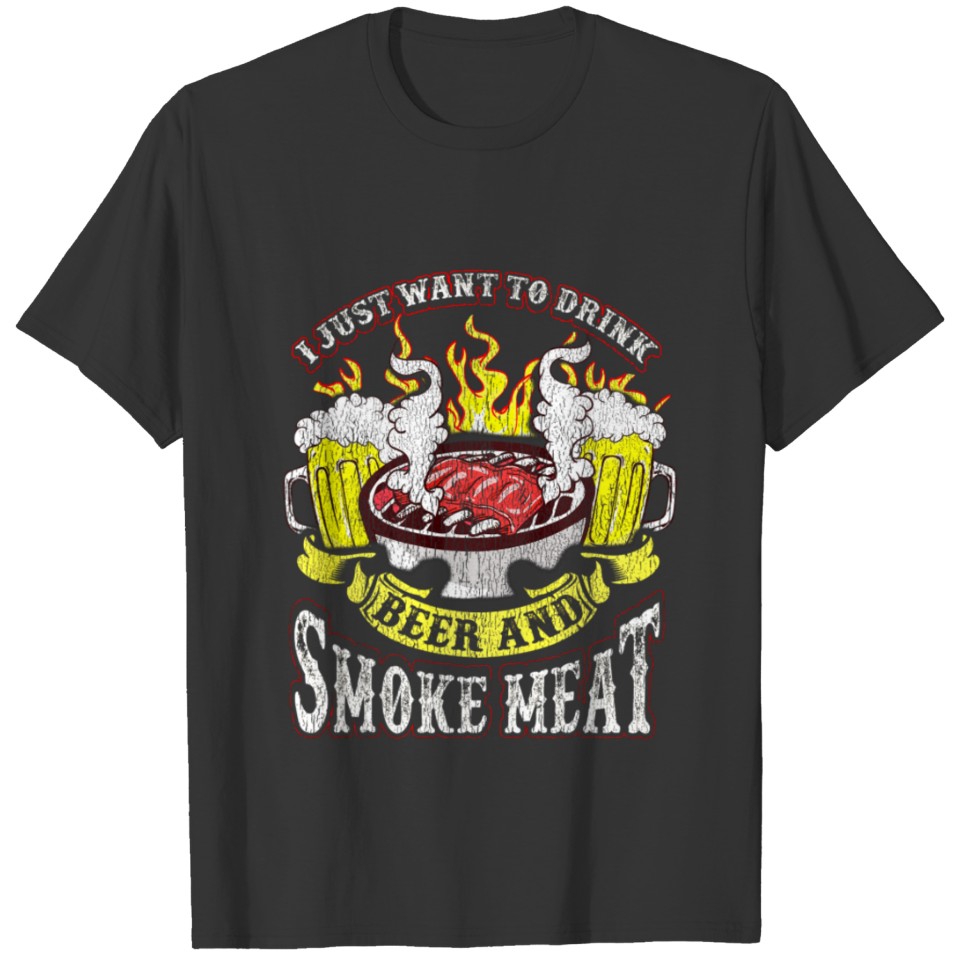 Bbq Grilling Beer Smoke Meat Funny Quotes Humor T-shirt