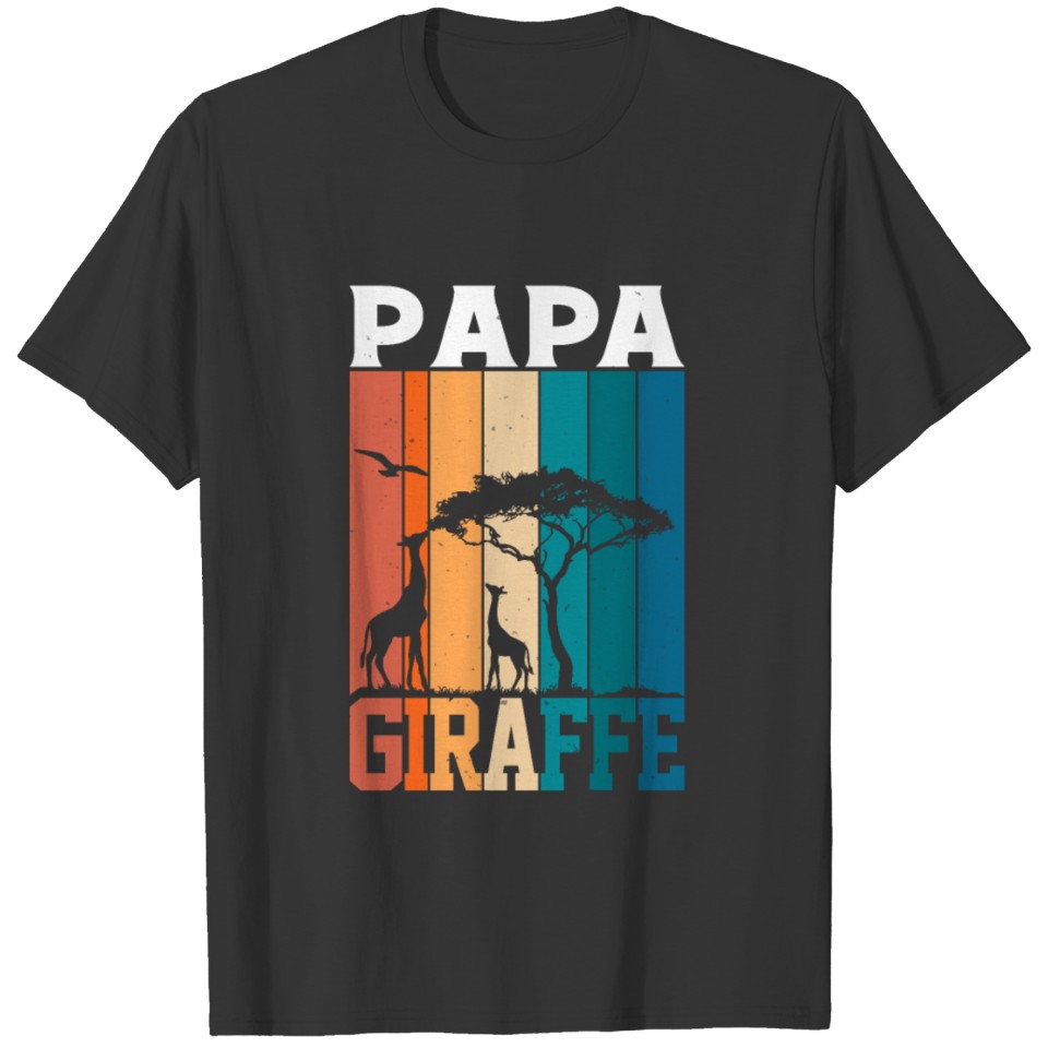 Retro Vintage Style Papa Giraffe - Funny Giraffe T-shirt