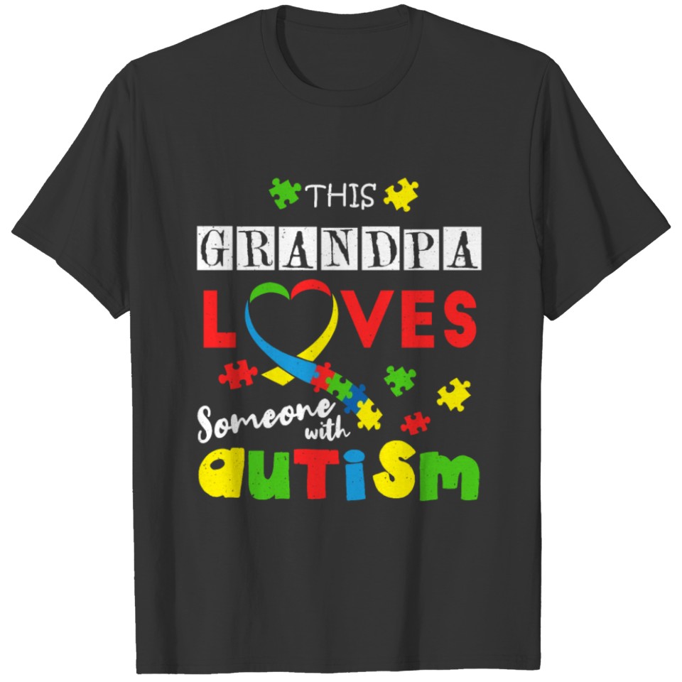 Grandpa Puzzle Special Love Autism Awareness T-shirt