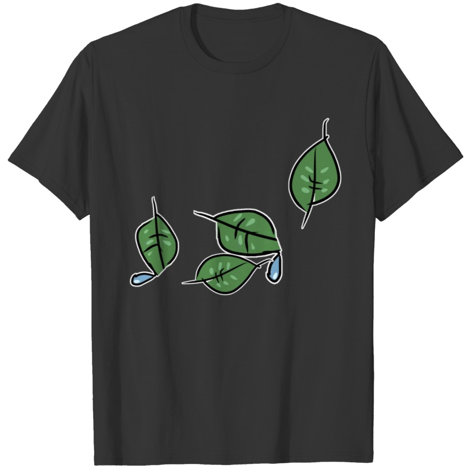 rain leaves water drop leaf nature T-shirt