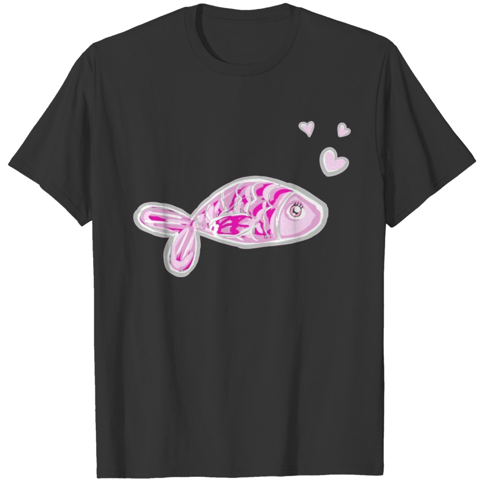fish hearts heart animal water sea zodiac sign T-shirt