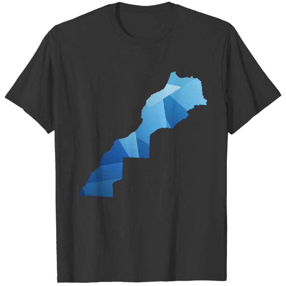 Morocco Map In Blue Style For Moroccans T-shirt