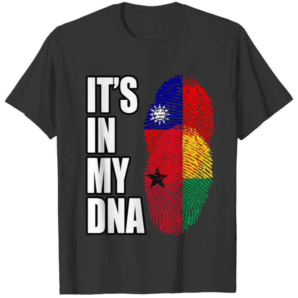 Taiwanese And Bissau Guinean Mix Heritage DNA Flag T-shirt