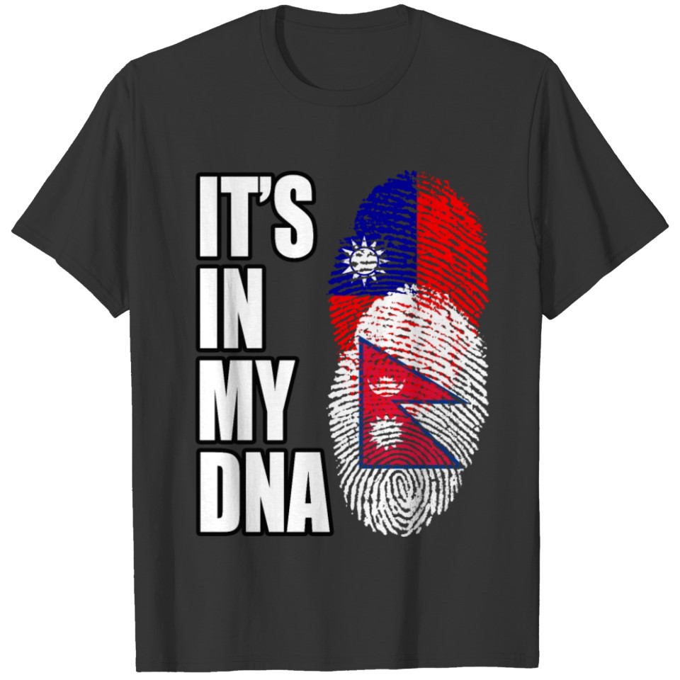 Taiwanese And Nepalese Mix Heritage DNA Flag T-shirt