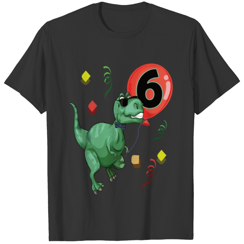 6th Birthday Kids Dino- 6 Years Toddler T Shirts