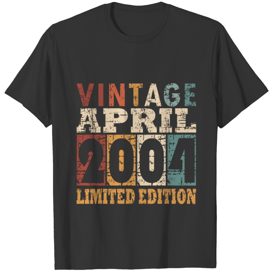 Born in 2004 Birth month April Retro T-shirt