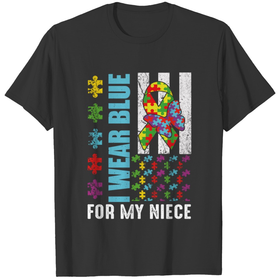 For Niece Puzzle Flag Special Autism Awareness T-shirt