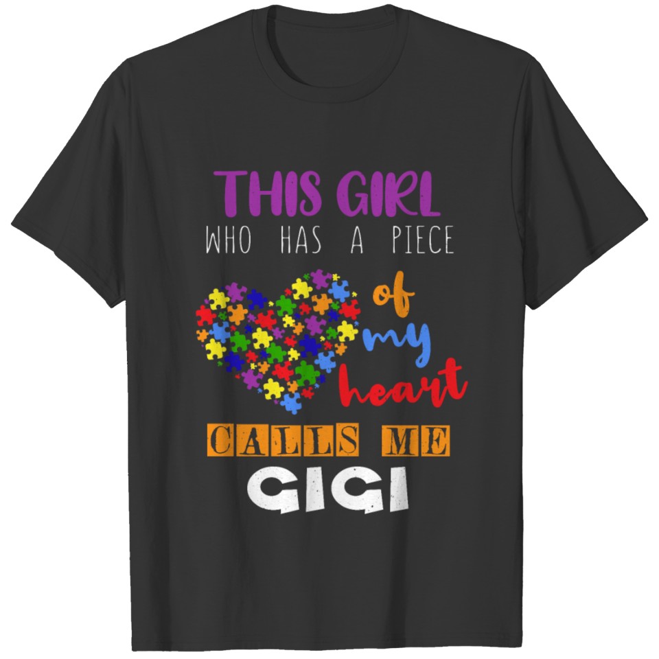 Mommy Grandmom Piece Girl Puzzle Autism Awareness T-shirt