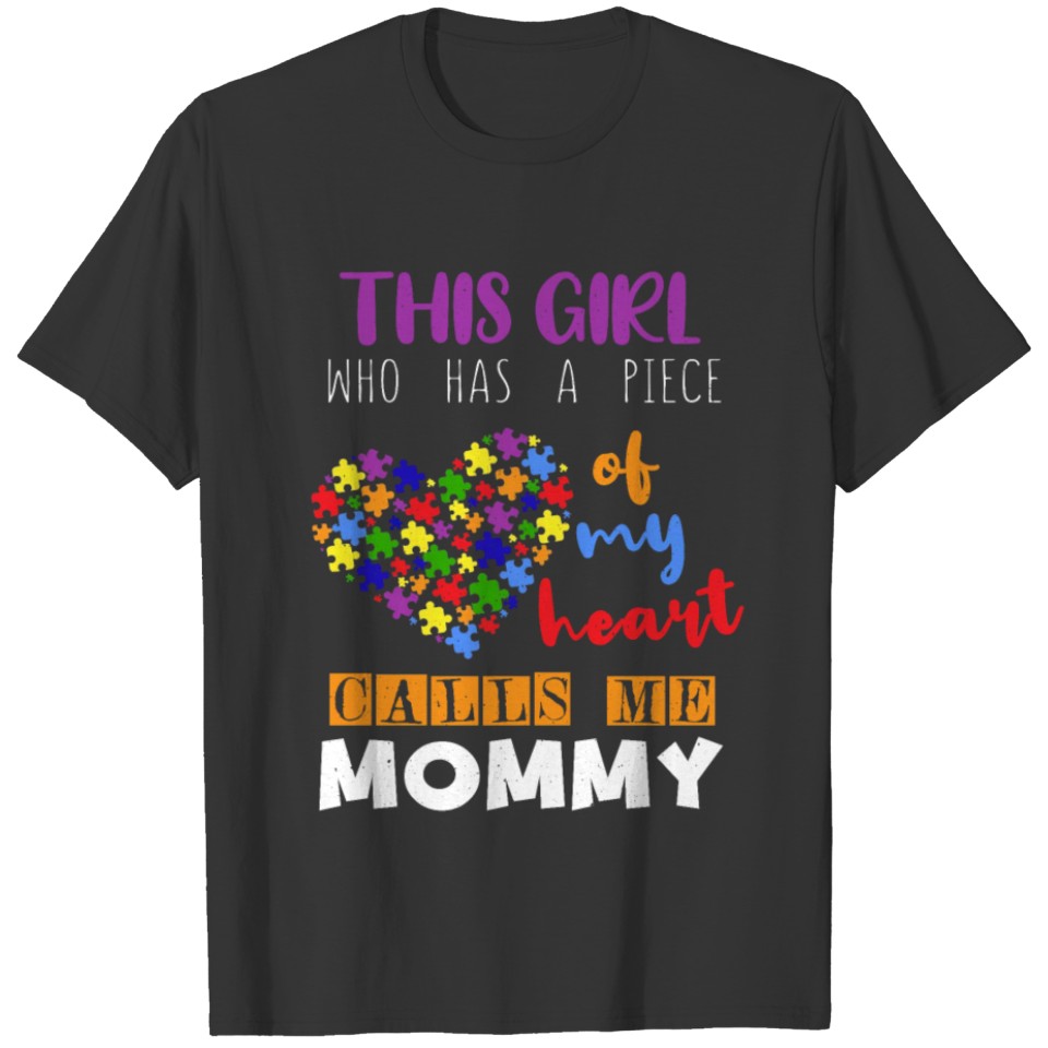 Mommy Piece Girl Puzzle Autism Awareness T-shirt