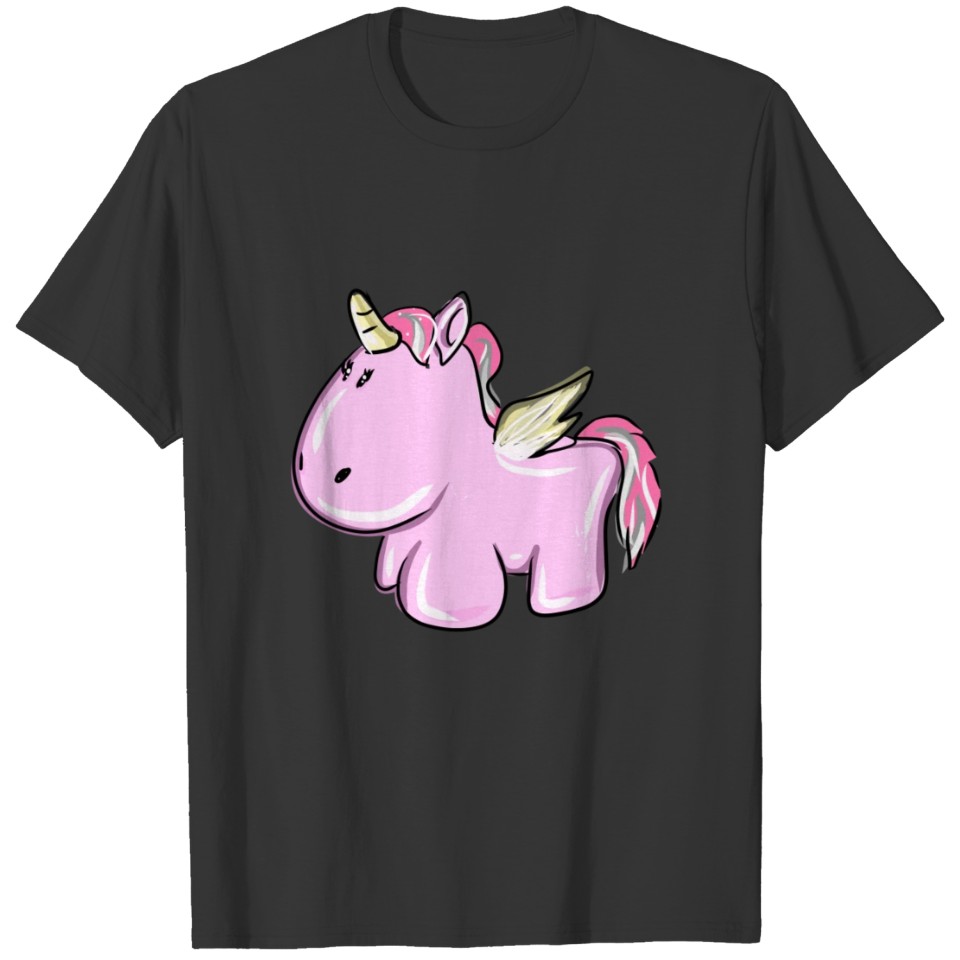 pink unicorn pink horse animal angel flying T Shirts