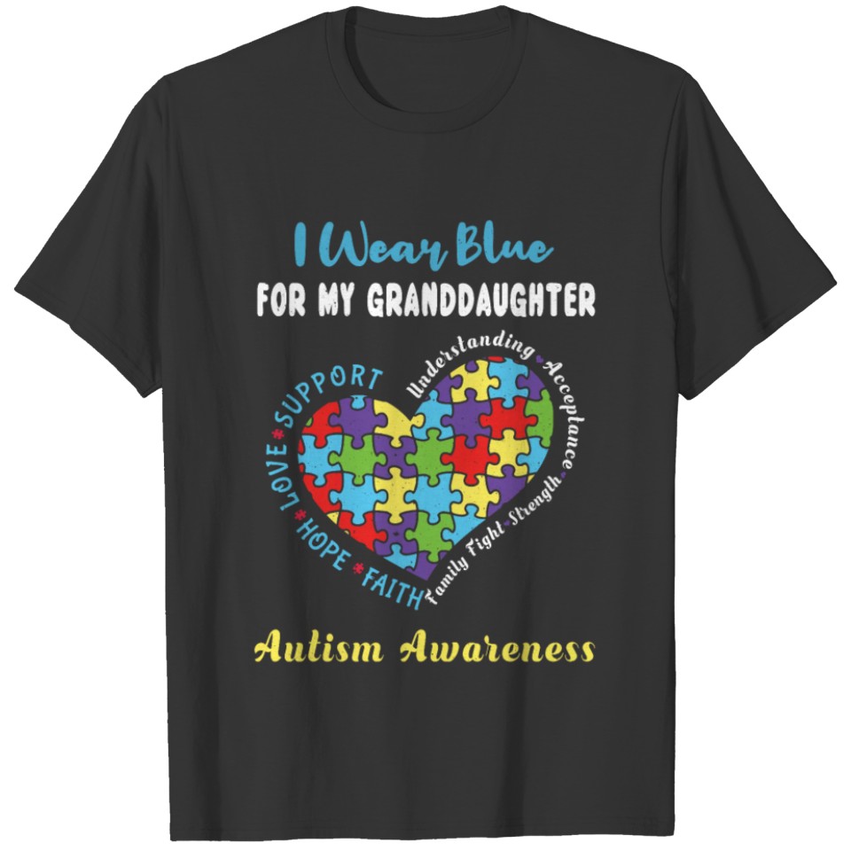 For Granddaughter Blue Special Autism Awareness T-shirt