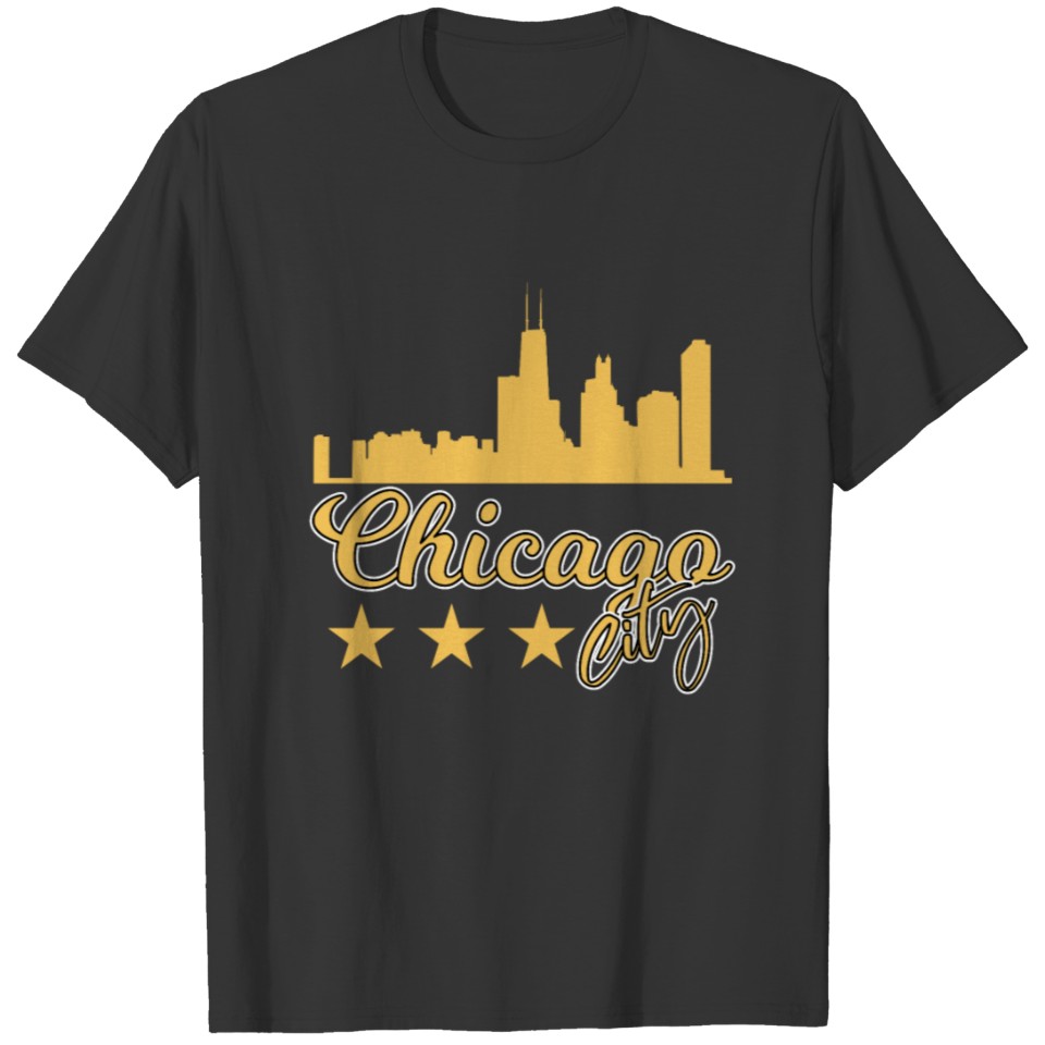 Chicago City Gold Skyline T-shirt