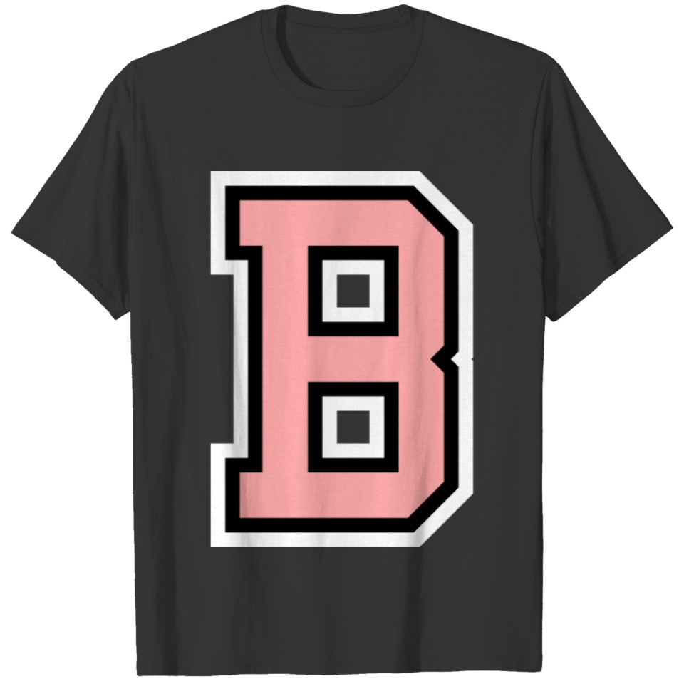 Monogram Pink Black White College Initial B T-shirt