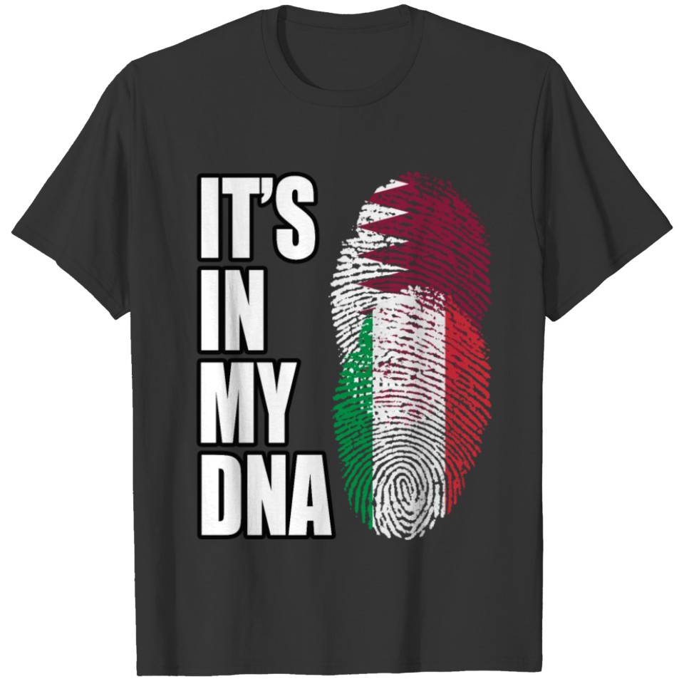 Qatari And Italian Vintage Heritage DNA Flag T-shirt