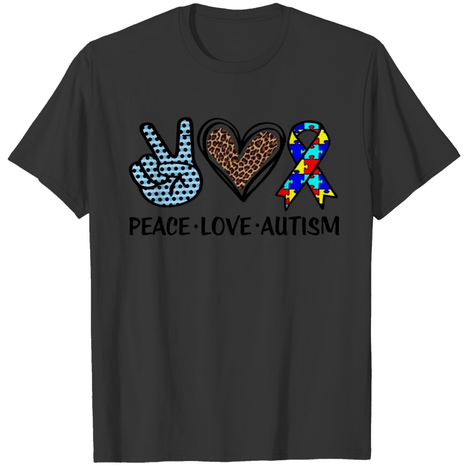 Peace Love Autism Png T-shirt