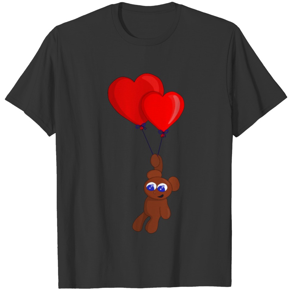 A Teddy Bear Holding Heart Shaped Balloons T-shirt