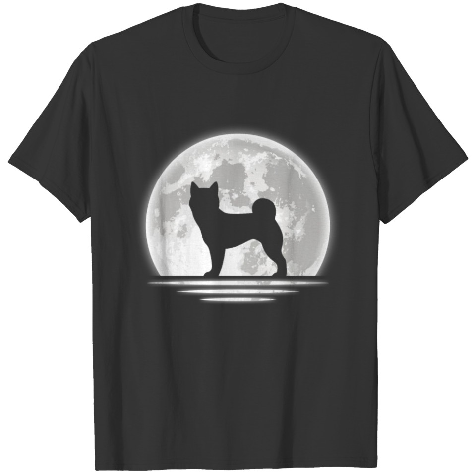 Shiba Inu Dog In Front Of Full Moon T-shirt