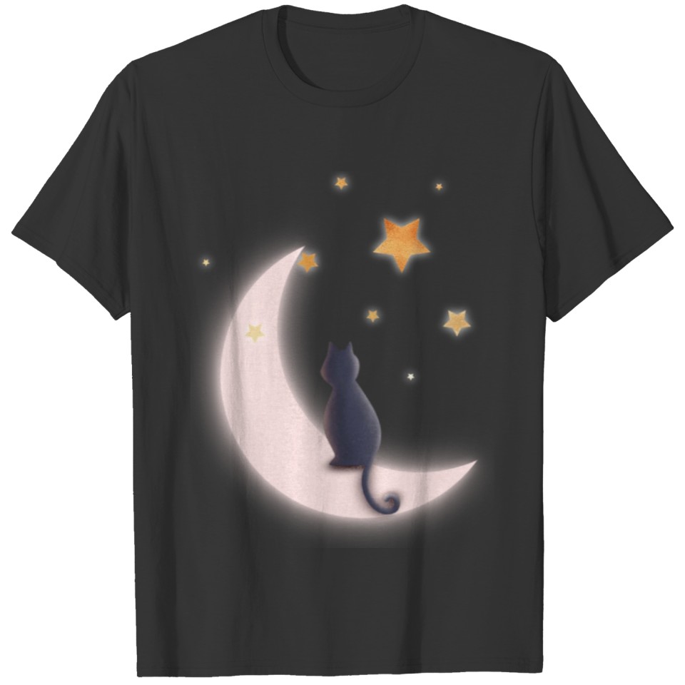 Cat Sitting On The Crescent Moon T-shirt