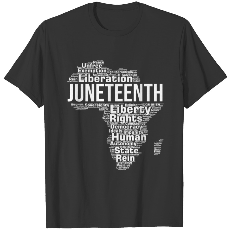 Juneteenth African Map Wordcloud Afro Art T Shirts
