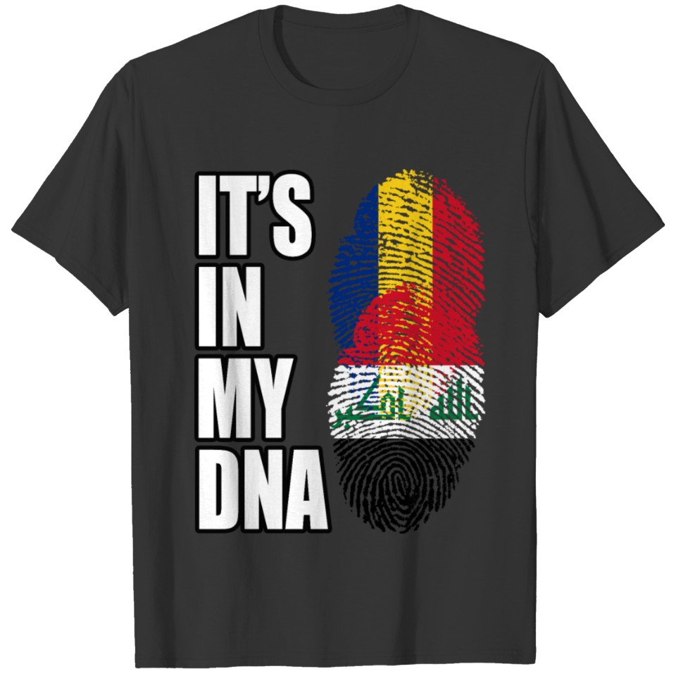 Romanian And Iraqi Vintage Heritage DNA Flag T-shirt
