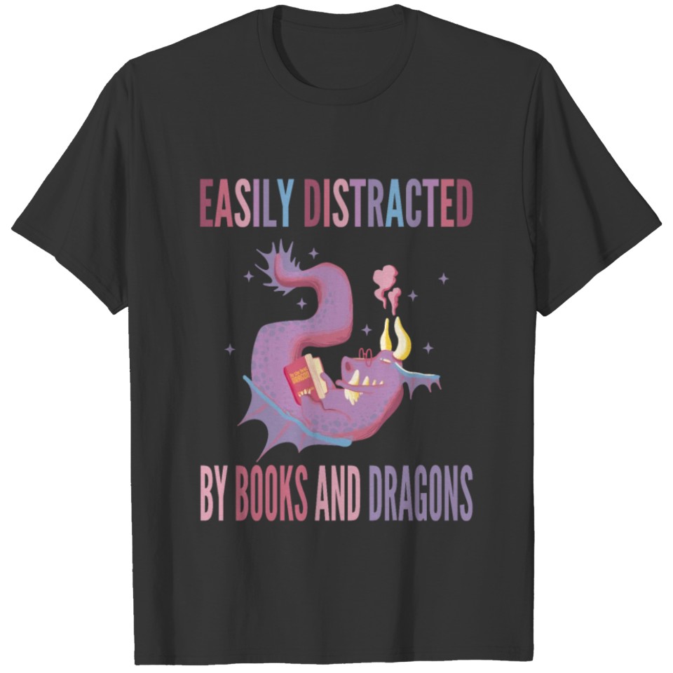Reader Book Lover Reading Fantasy Animal Dragon T-shirt
