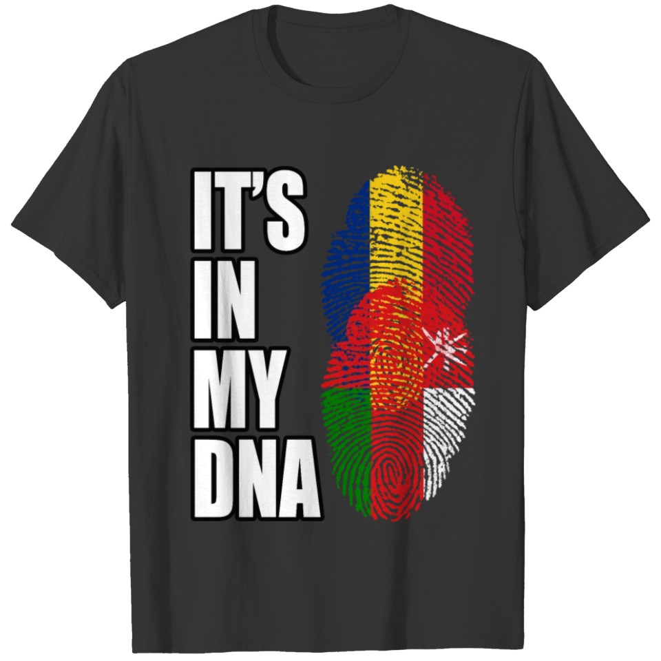 Romanian And Omani Vintage Heritage DNA Flag T-shirt