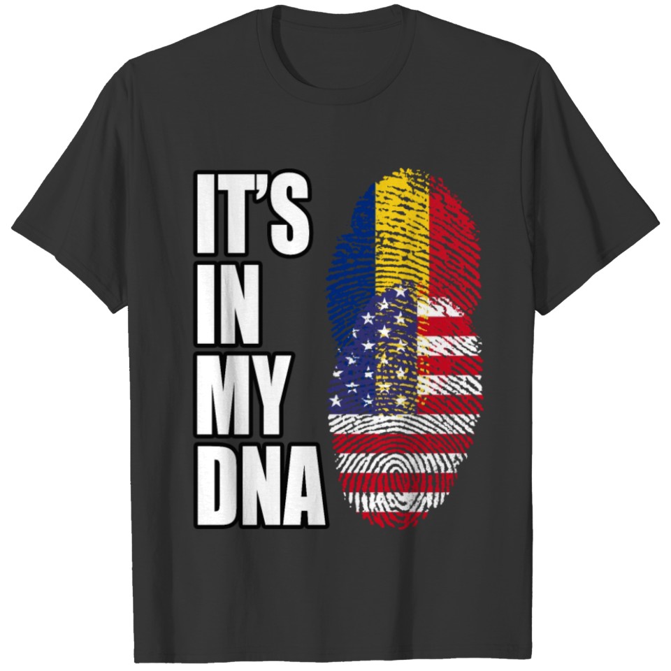 Romanian And American Vintage Heritage DNA Flag T-shirt