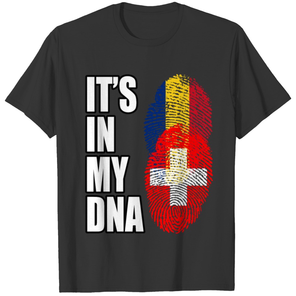Romanian And Switzerland Vintage Heritage DNA Flag T-shirt