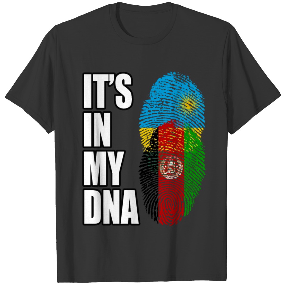 Rwandan And Afghanistan Vintage Heritage DNA Flag T-shirt