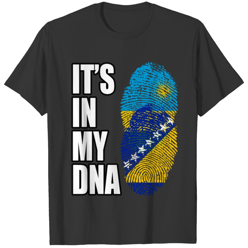 Rwandan And Bosnian Vintage Heritage DNA Flag T-shirt