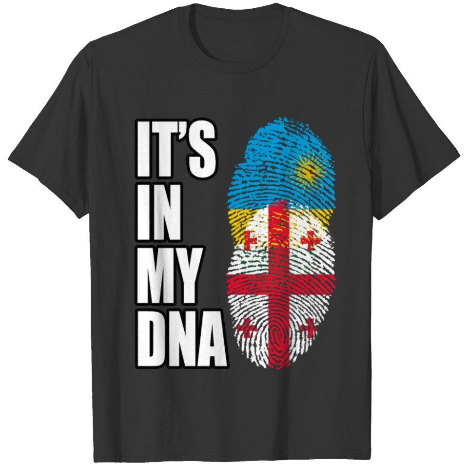 Rwandan And Georgian Vintage Heritage DNA Flag T-shirt