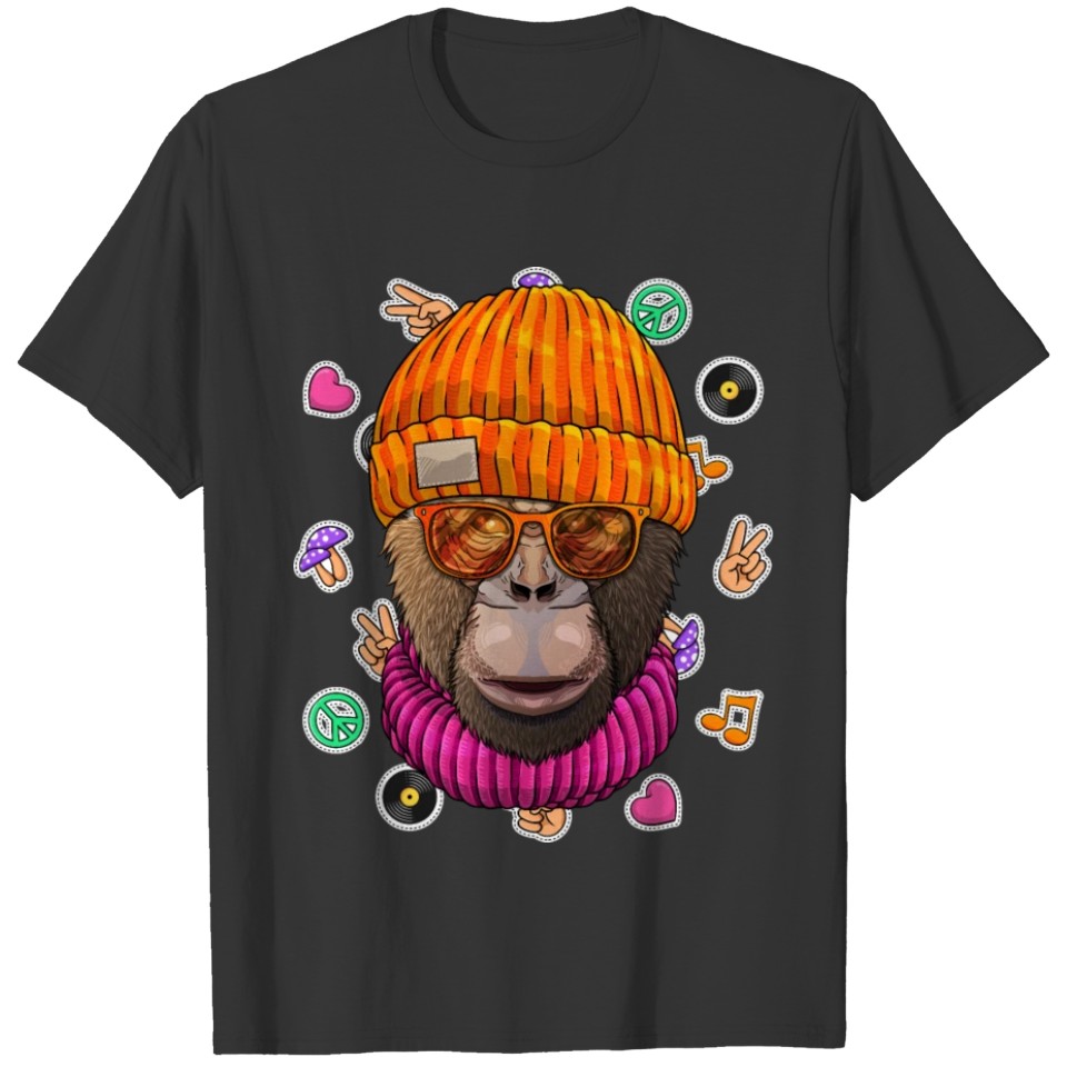 Hipster Chimpanzee Geek Nerd Glasses Animal Love P T-shirt