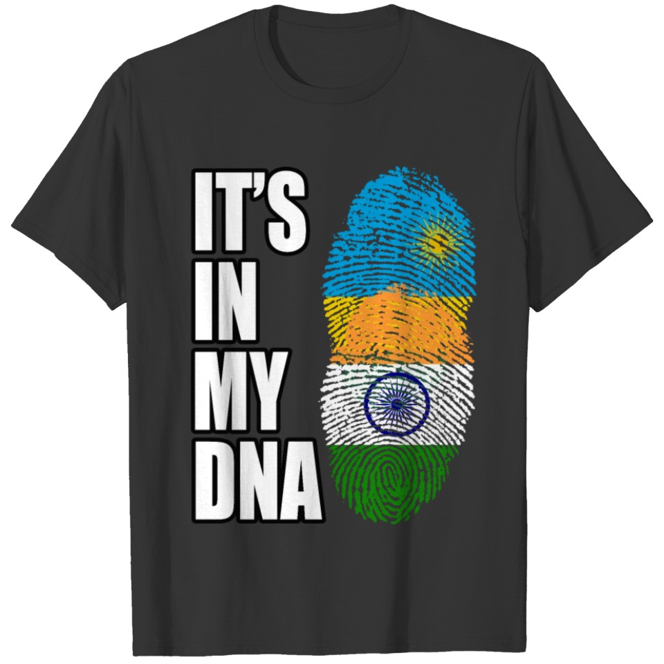 Rwandan And Indian Vintage Heritage DNA Flag T-shirt