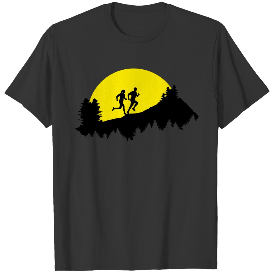 Trail running, couple T-shirt