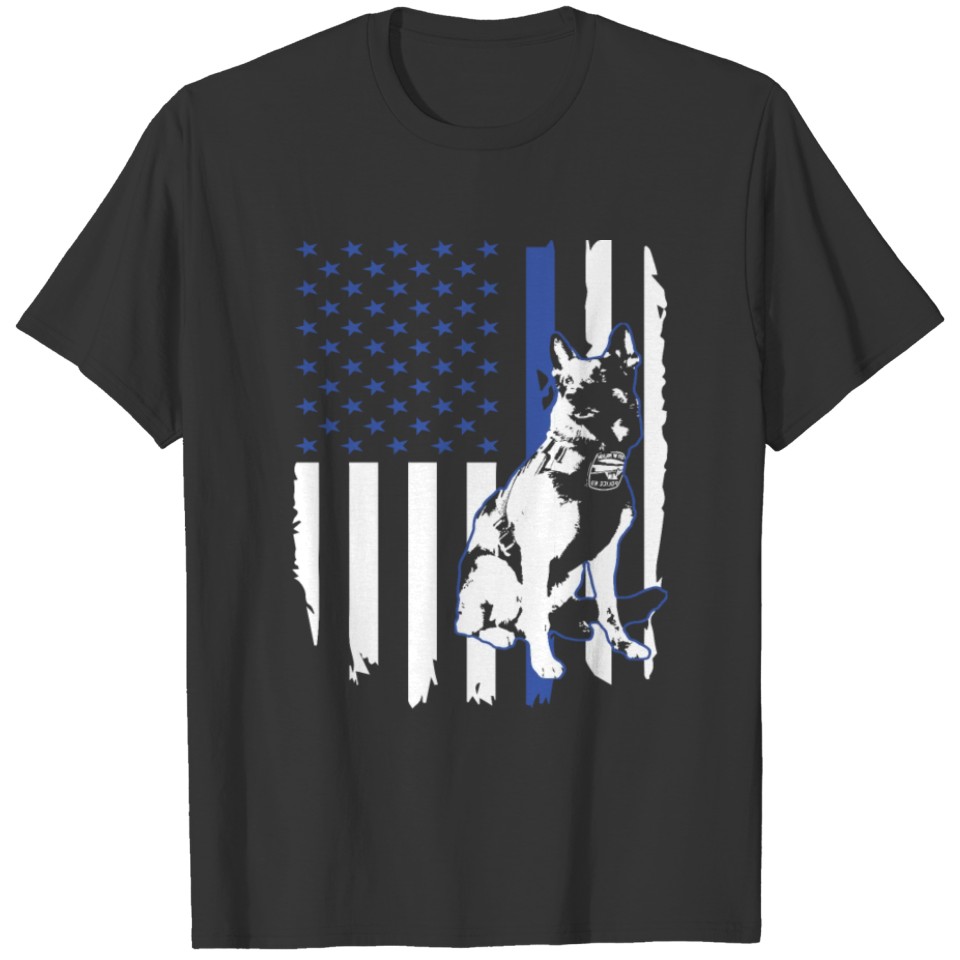 K-9 Dog Police Officer American Flag Apparel USA T Shirts