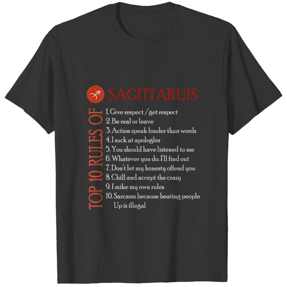 Top 10 rules of Sagittarius T-shirt