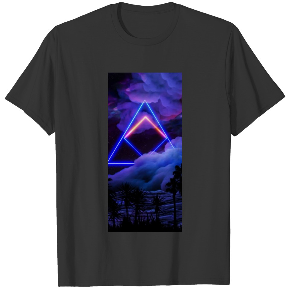 Neon palms landscape: Triangle T-shirt