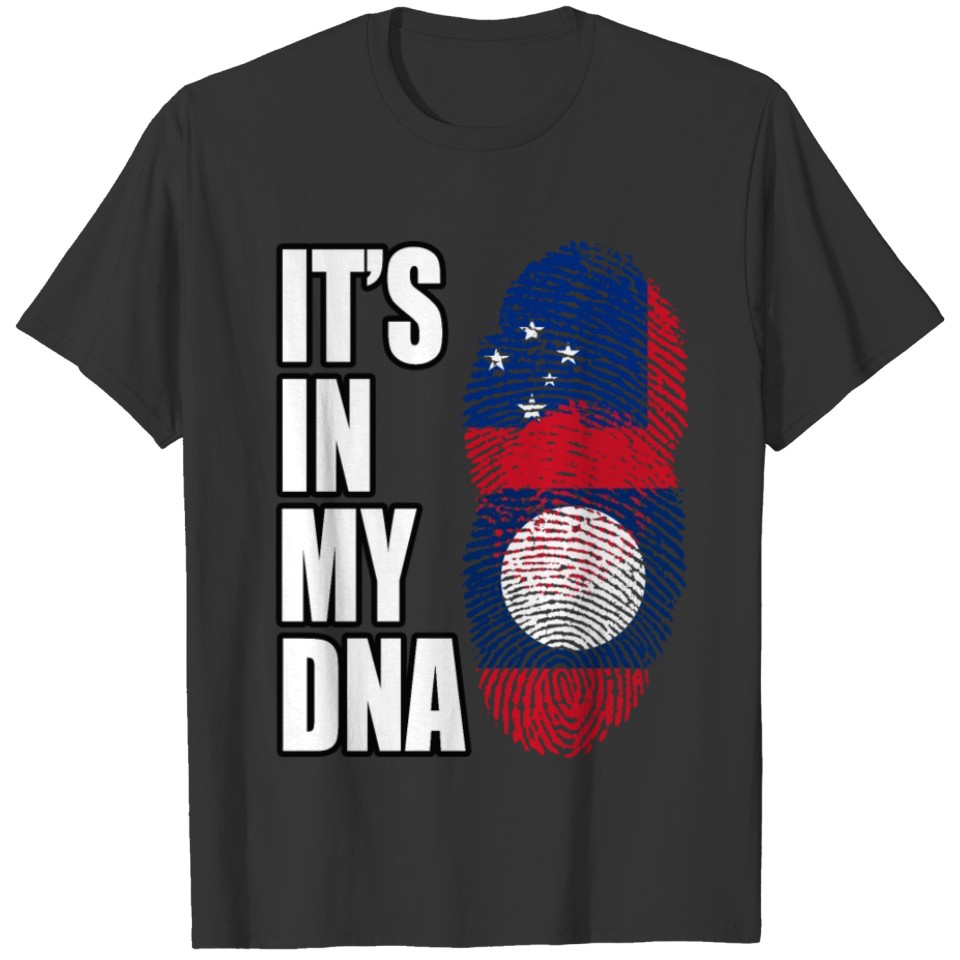 Samoan And Laotian Vintage Heritage DNA Flag T-shirt